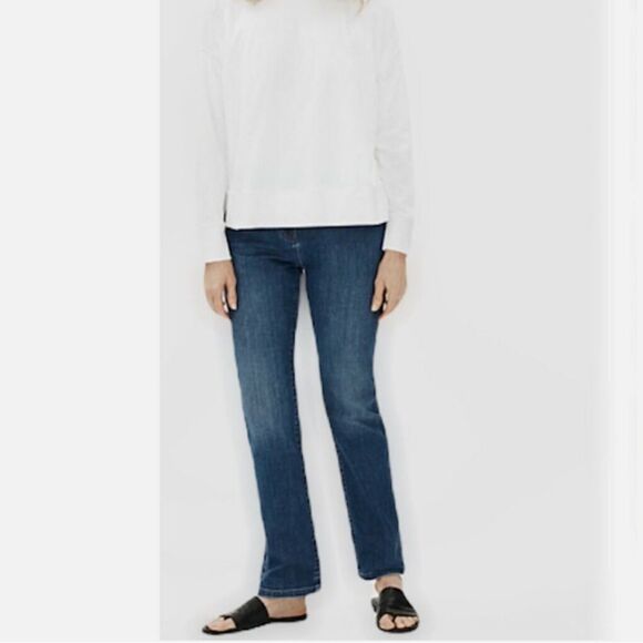 Eileen Fisher Medium Wash Organic Cotton Slim Stretch Mid Rise Jeans Size 32 - Picture 1 of 9